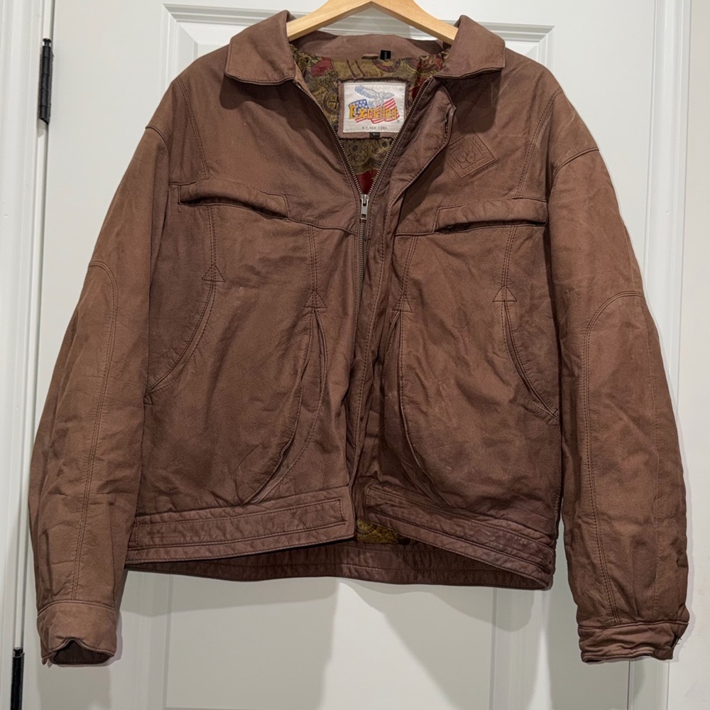 Vintage Excelled Genuine‎ Brown Leather Insulated Jacket Coal Corp Large